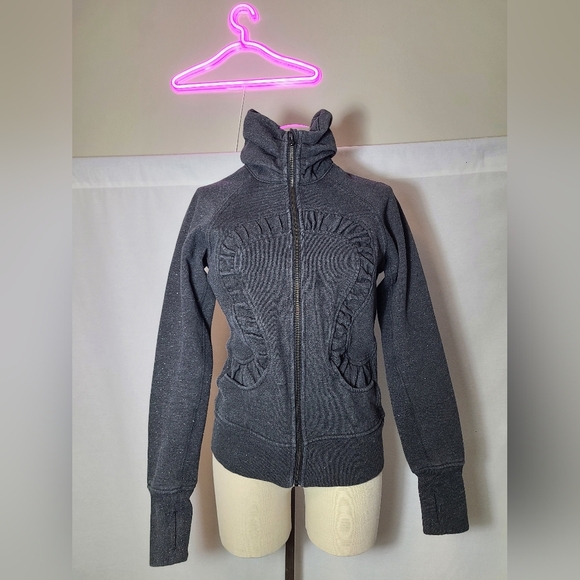 lululemon athletica Sweaters - Lululemon Cuddle Up Jacket/sweater- Gray and black with sparkle- Size 6
